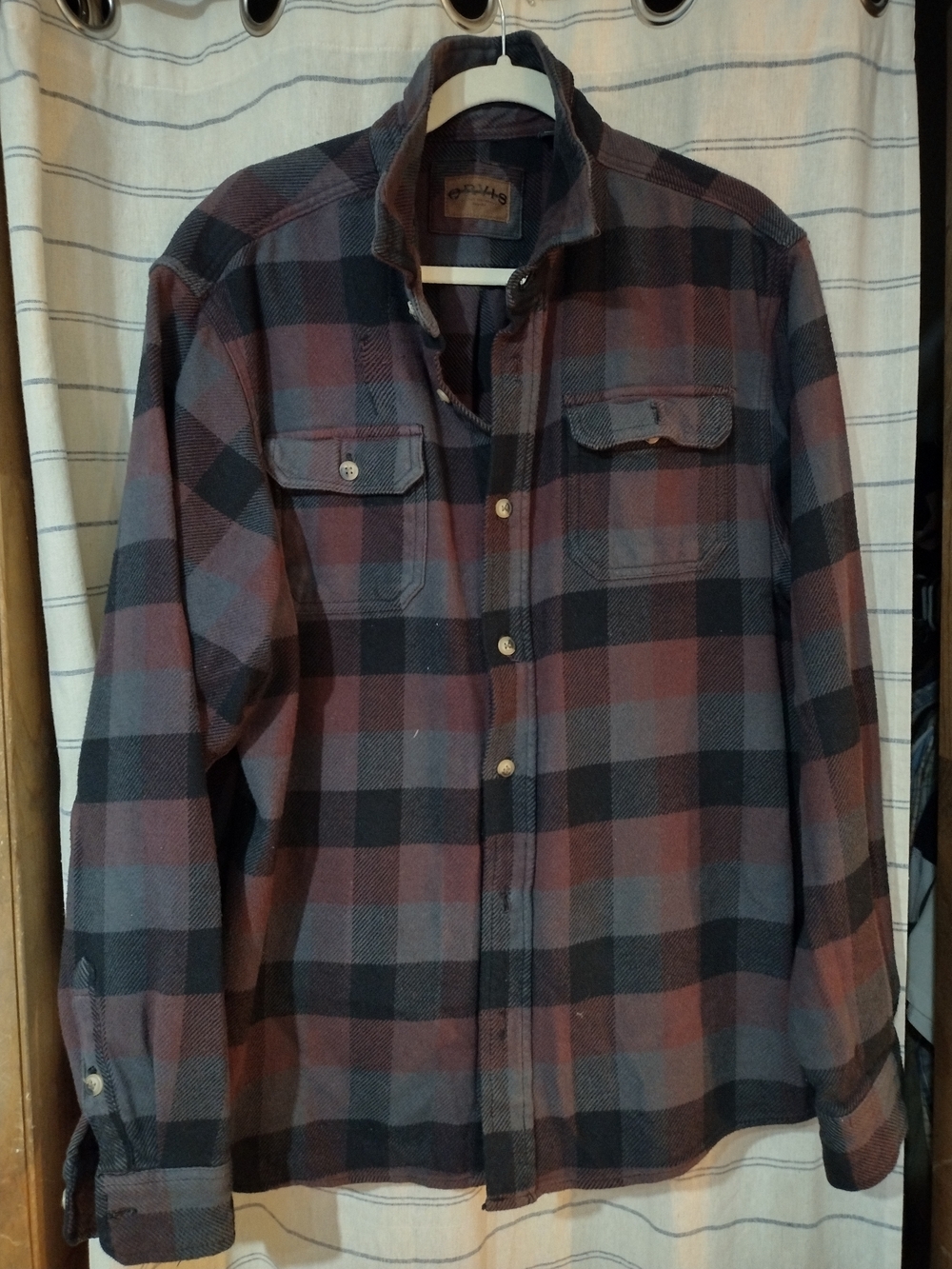 Orvis Burgundy and Charcoal Plaid Shirt Jacket